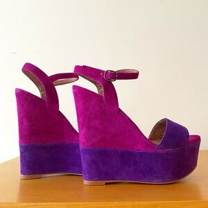 Steve Madden Suede Purple Color Block Wedges